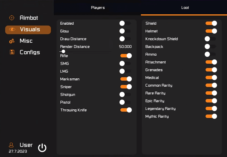 Weapon config